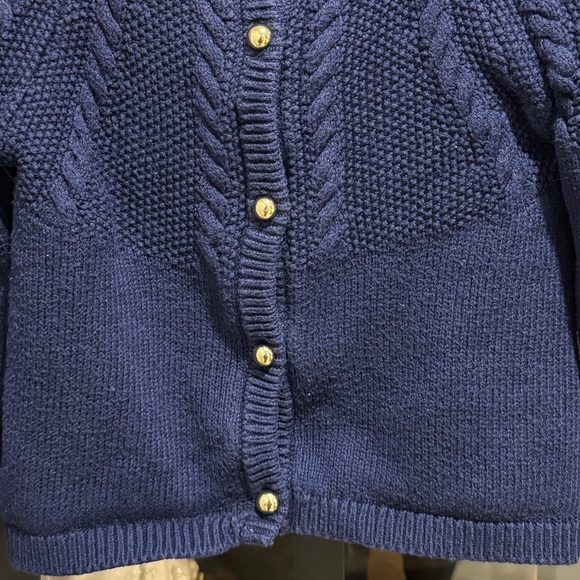 Janie & Jack navy cableknit sweater cardigan navy gold button down toddler girl - Picture 5 of 6